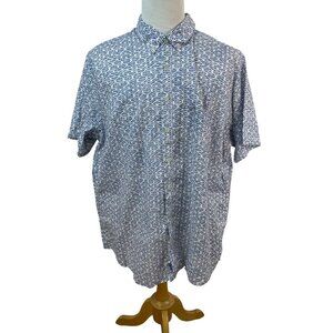 Eddie Bauer Mens Short Sleeve Button-Up Shirt White & Blue Size 3XL - New